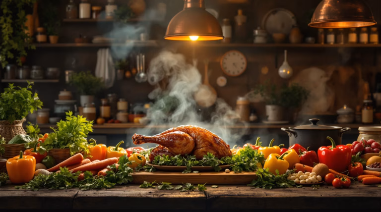 Duszony udziec z indyka z warzywami