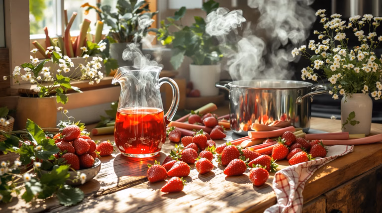 Kompot z rabarbaru i truskawek – Przepis na orzeźwiający napój